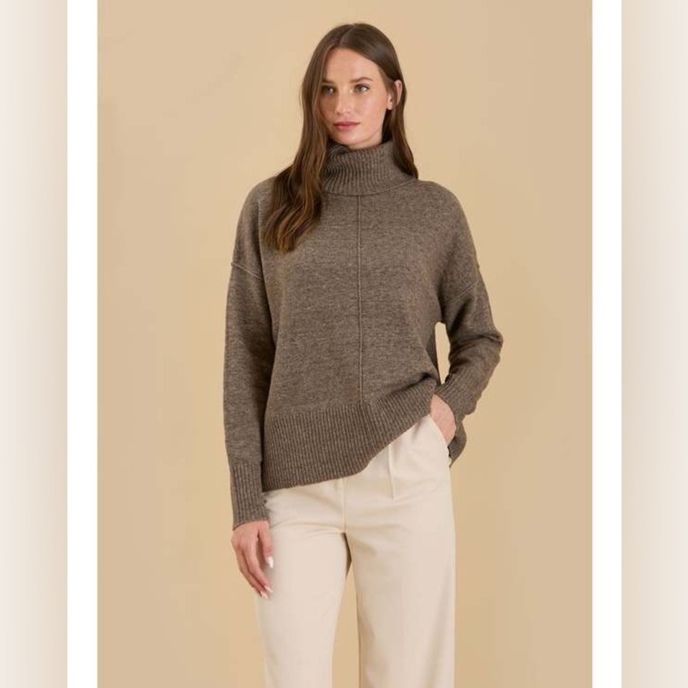 The Workshop IZZY KNIT TOP - DARK MOCHA